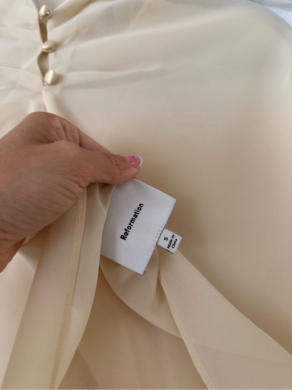 Reformation Lilibeth Silk Dress Detachable Sheer Cape Blonde - Picture 14 of 14